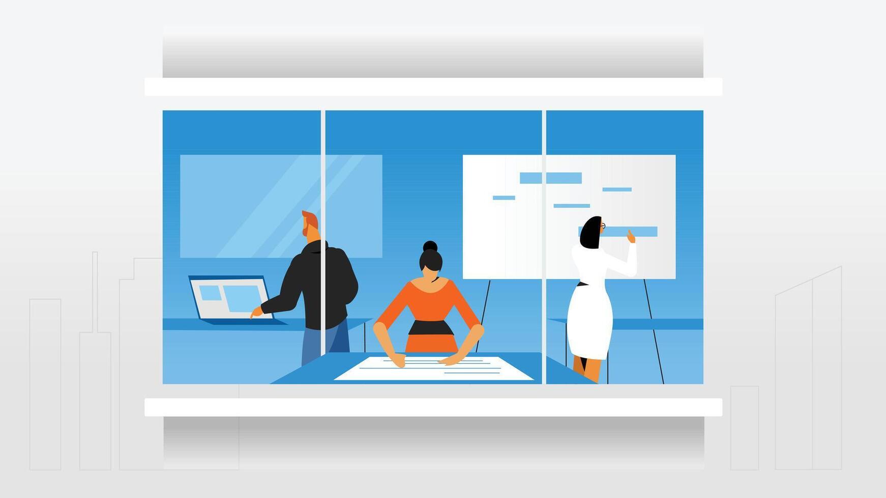 Teamwork in Modern Office Design vector