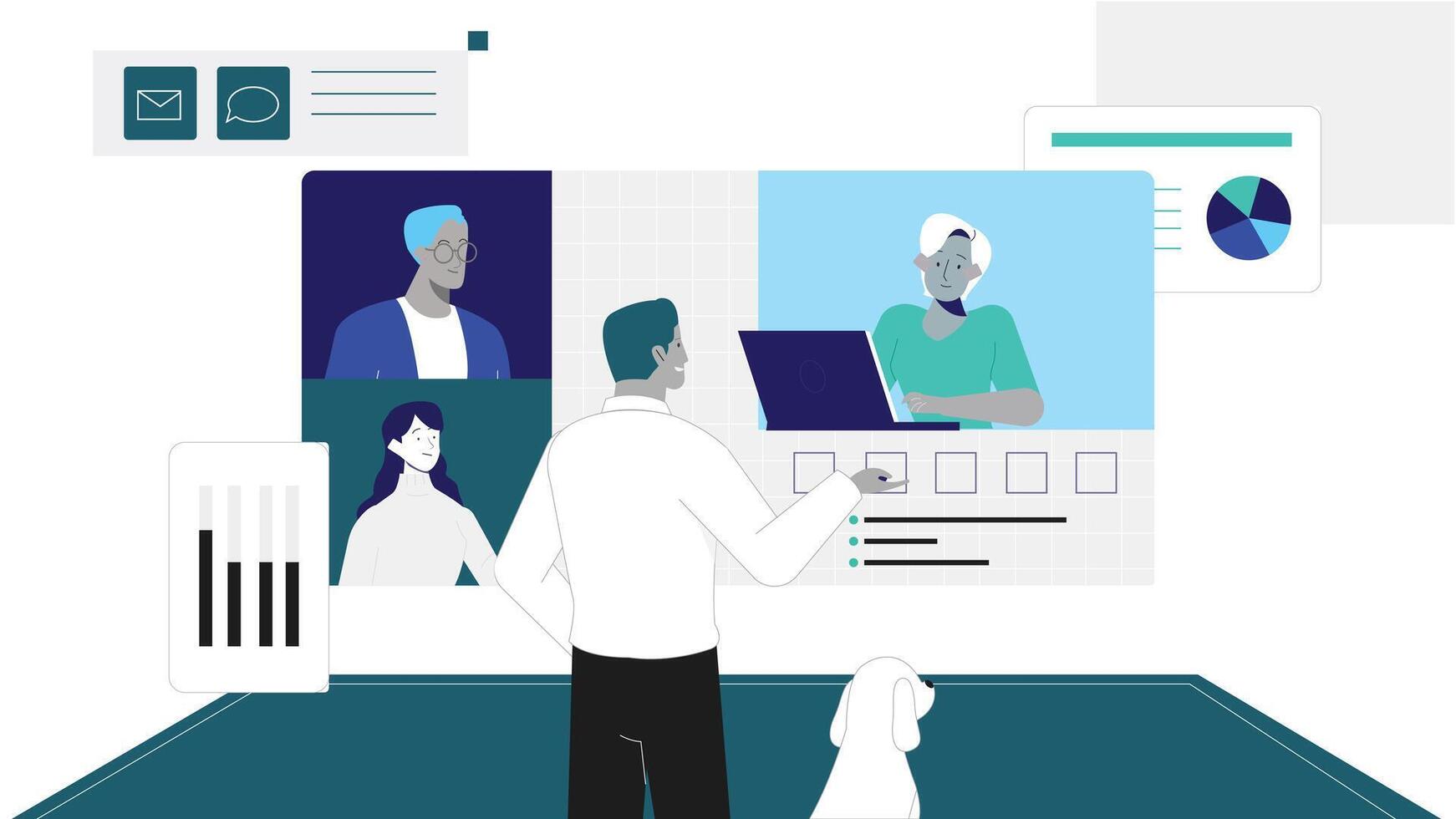 Collaborative Teamwork in a Modern Office Setting vector