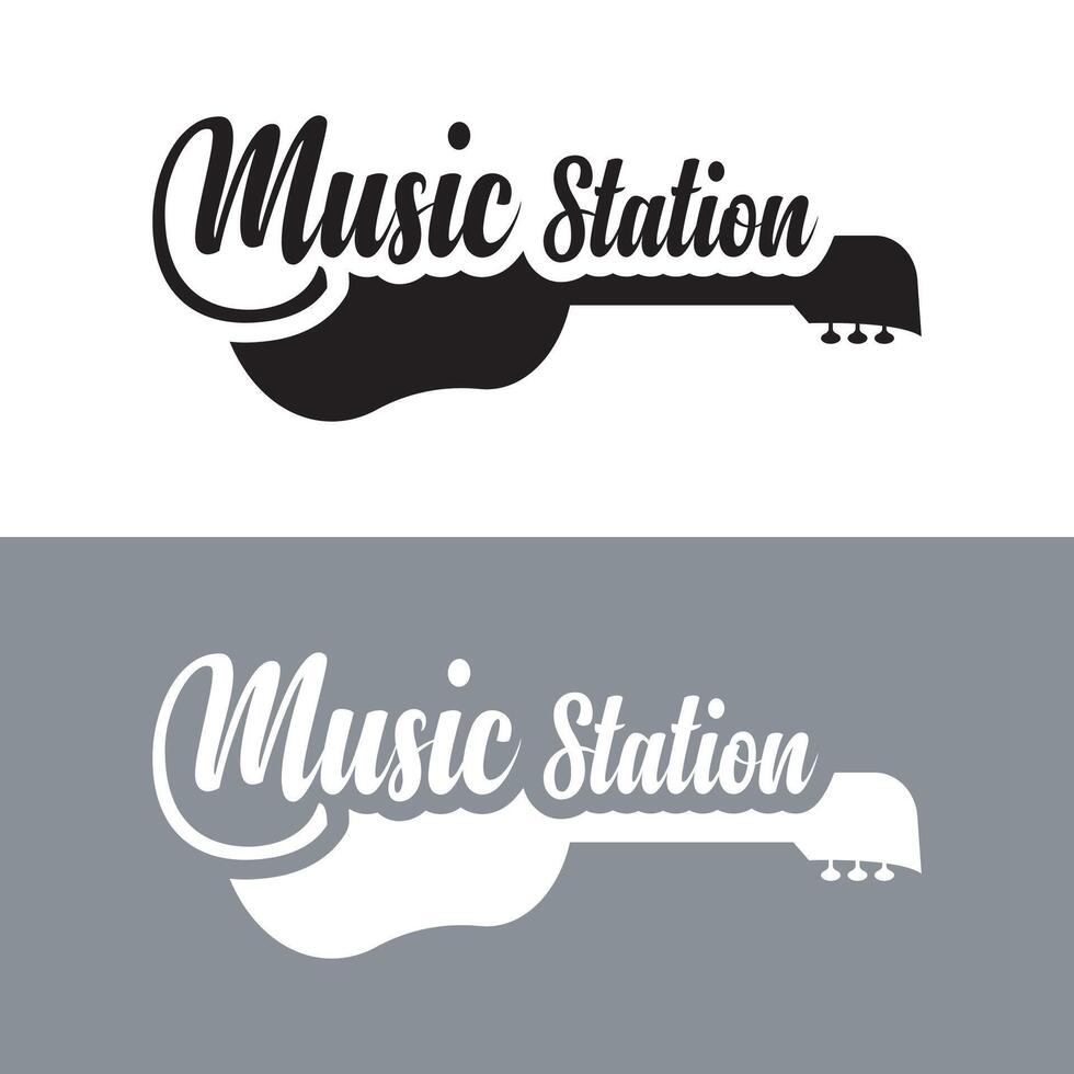 Music station logo design illustration vector