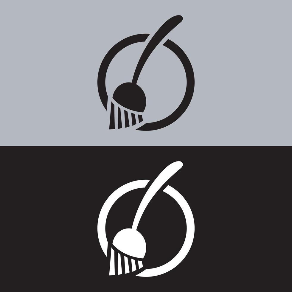Cleaning brush logo design illustration. vector