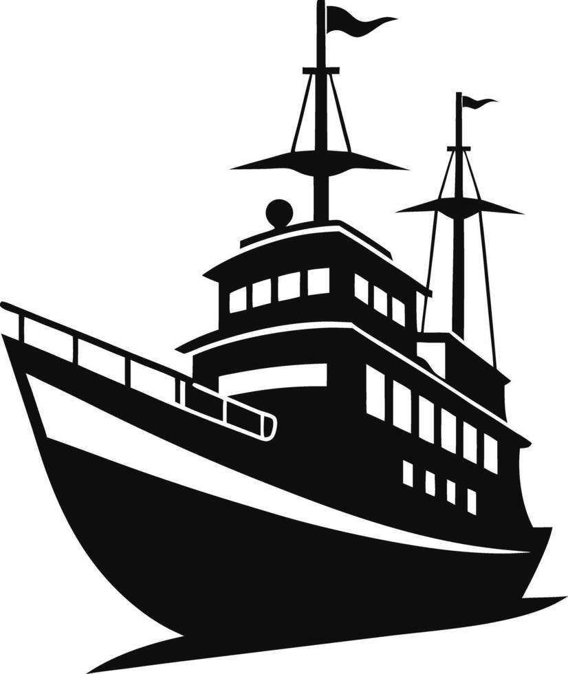Boat and ship Silhouette ,black white vector