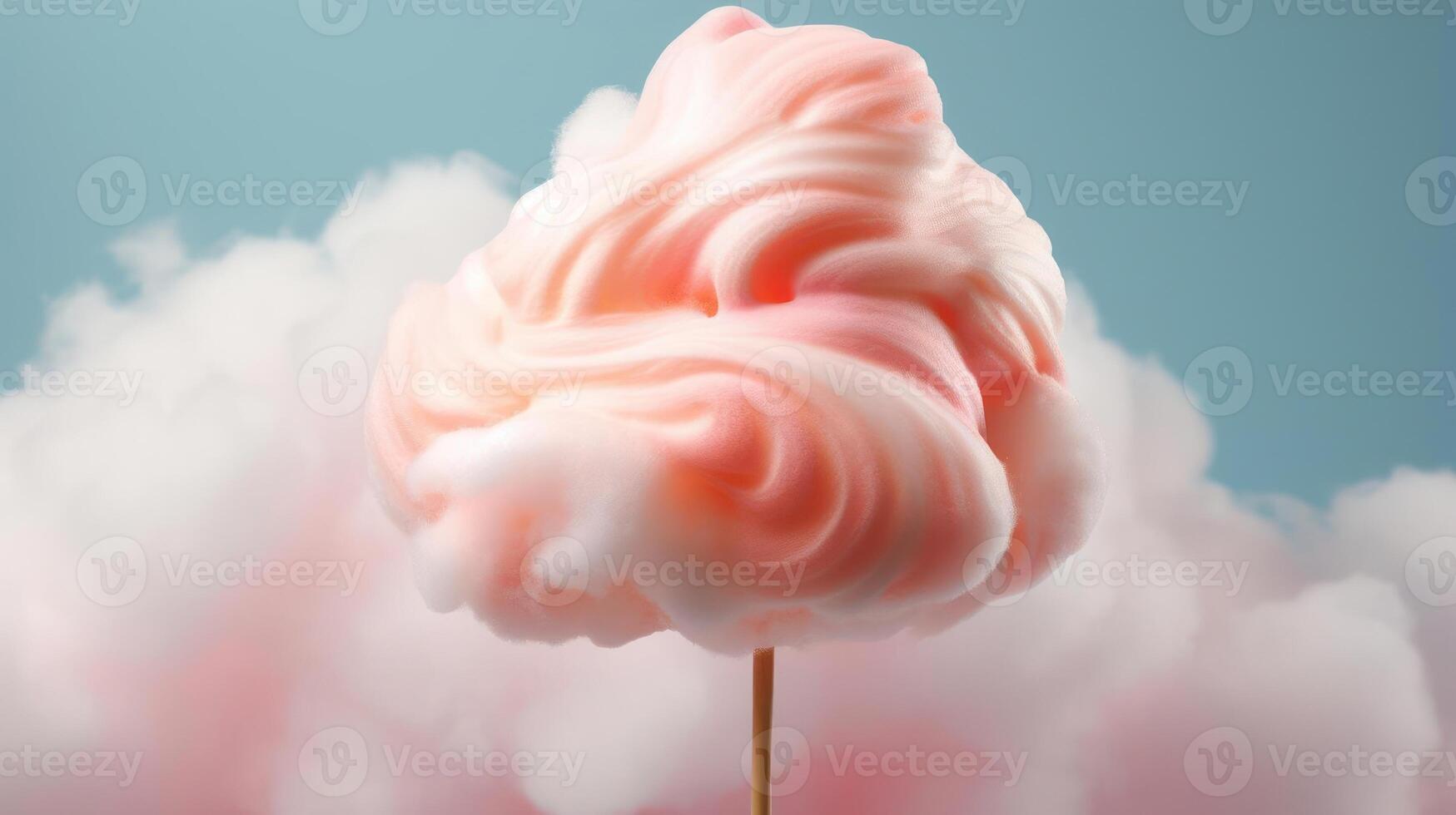 Fluffy pink cotton candy on a stick. photo