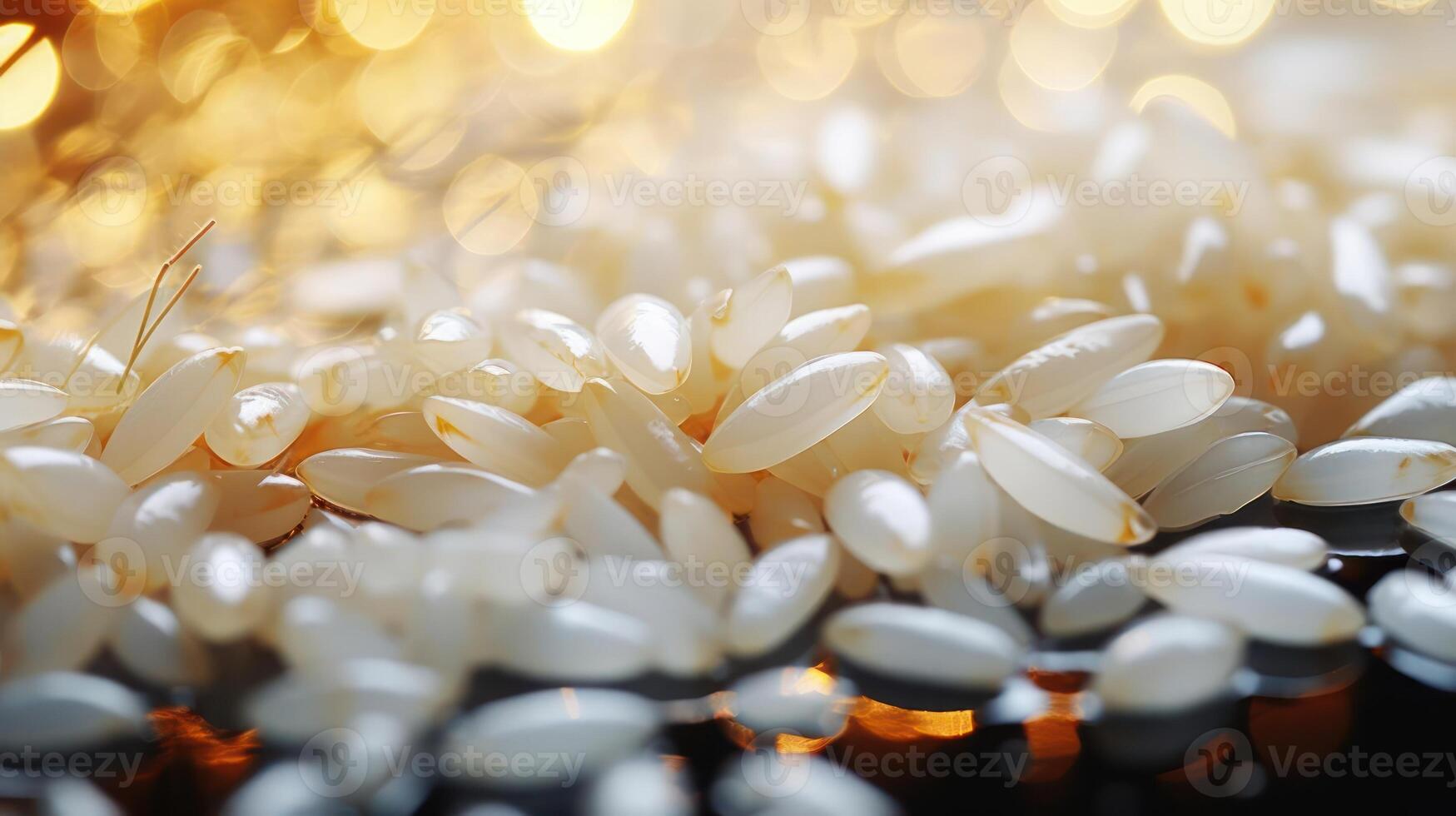 Sesame seeds and rice grains close-up. photo