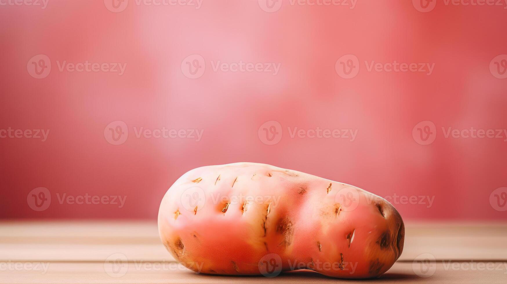 Close-up of a sweet potato on a wooden surface. photo