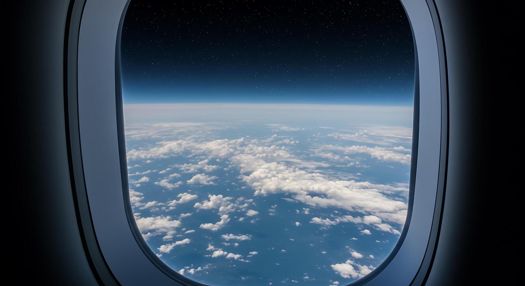 An airplane window looking out at the earth photo
