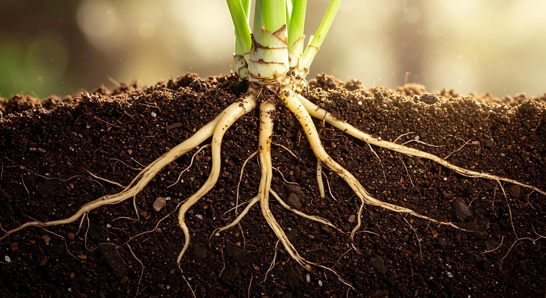 A close up of a plant with roots photo
