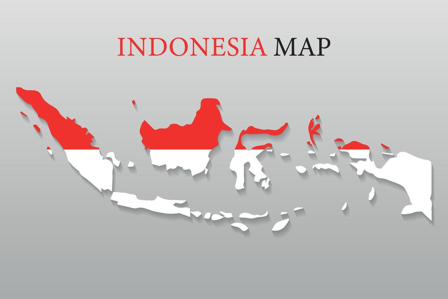 Modern Flat Style Indonesia Map with Flag Color and Drop Shadow vector