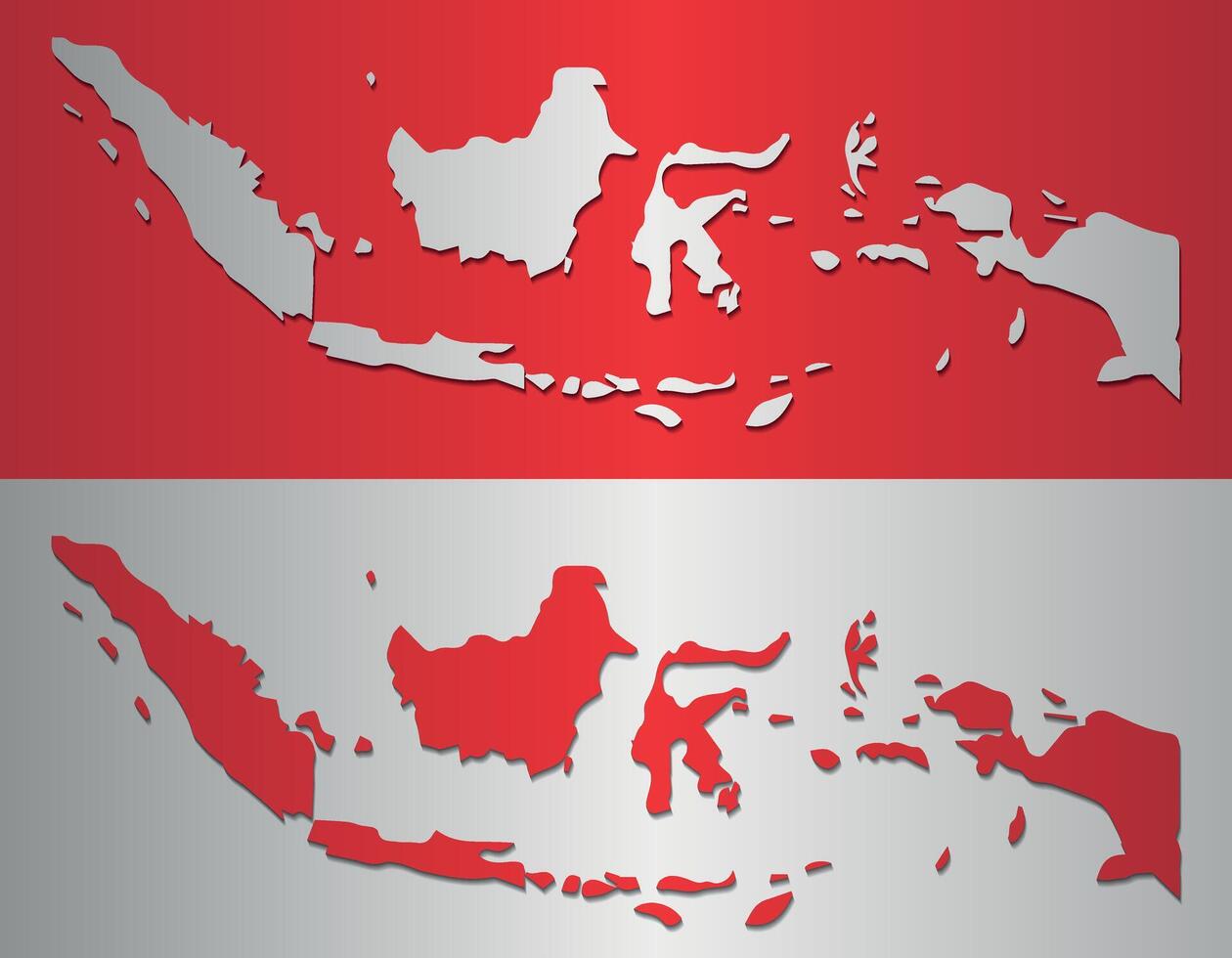 Modern Flat Indonesia Map Silhouette with Red and White Colors Design vector