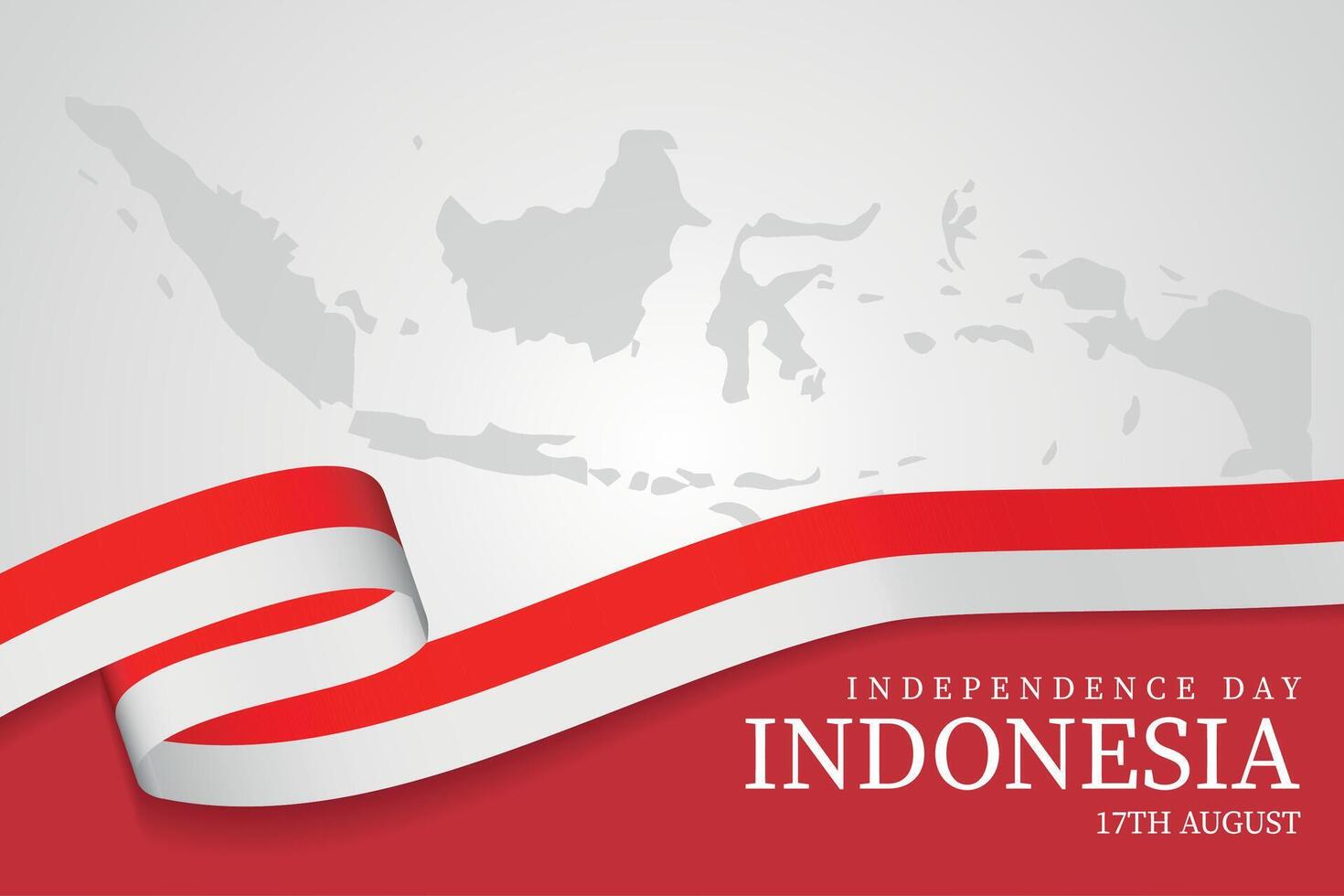 Elegant Indonesia Independence Day Ribbon with Map on Neutral Background vector