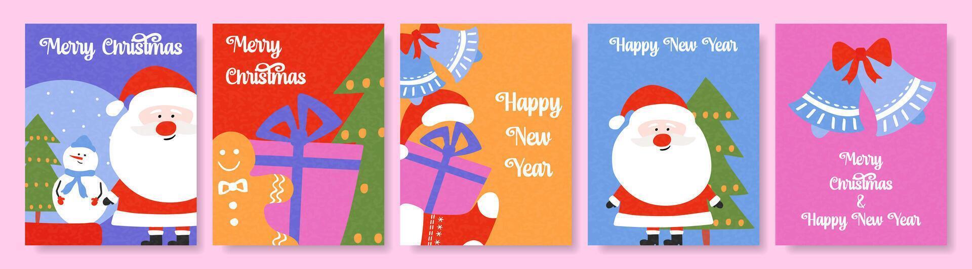 Christmas and New Year greeting cards design vector