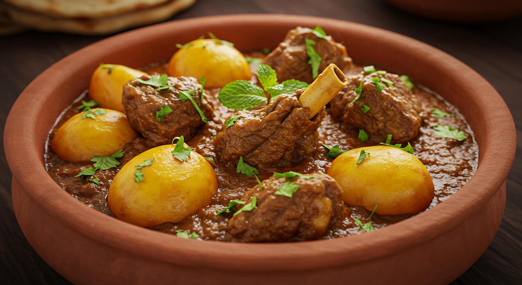 A bowl of stew with meat and potatoes photo