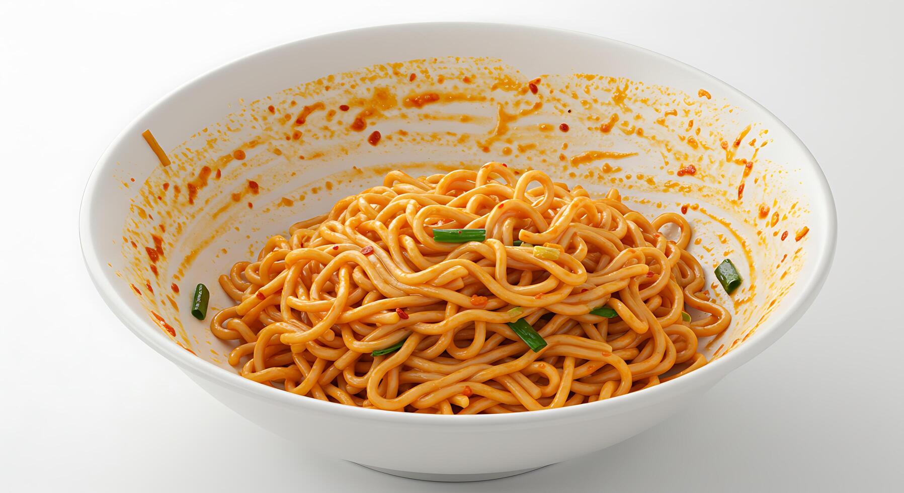A white bowl filled with noodles photo