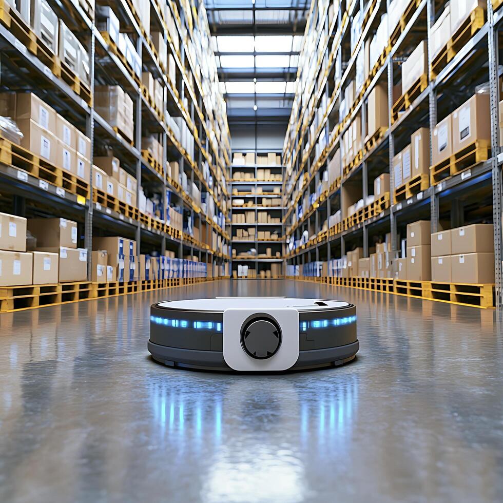 Automated Warehouse Robot Smart Inventory Management Solution. photo