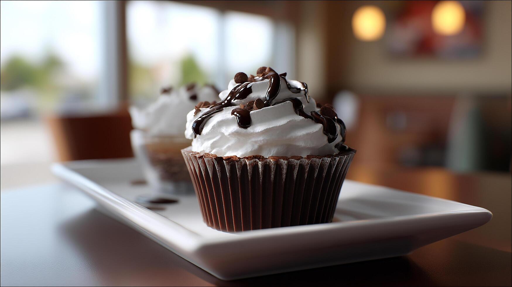 a cupcake on a plate photo