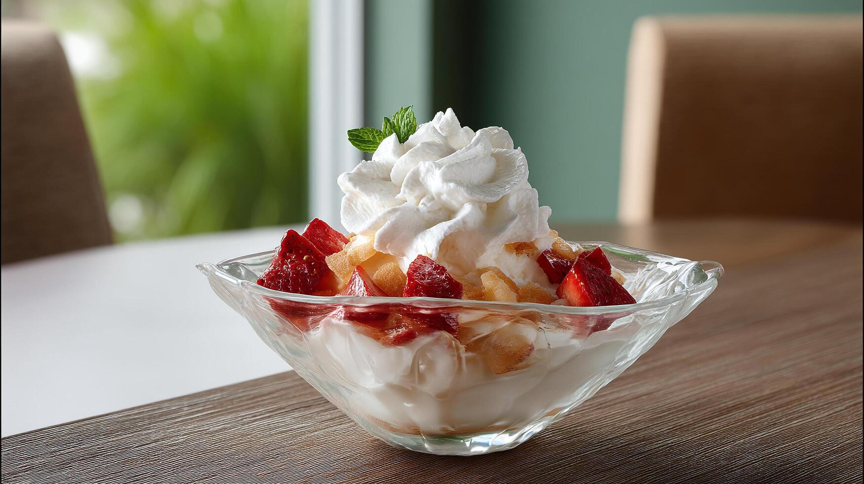 Delicious Sweet Dish with Indoor Background, Dessert Photography photo