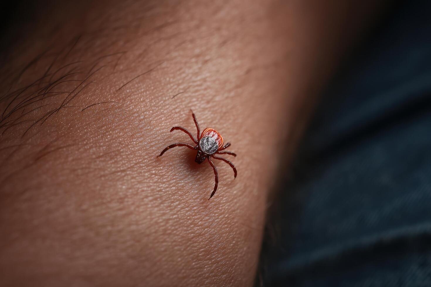 A tick on a person's arm photo