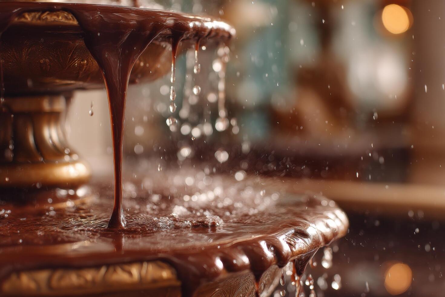 A fountain with chocolate dripping from it photo