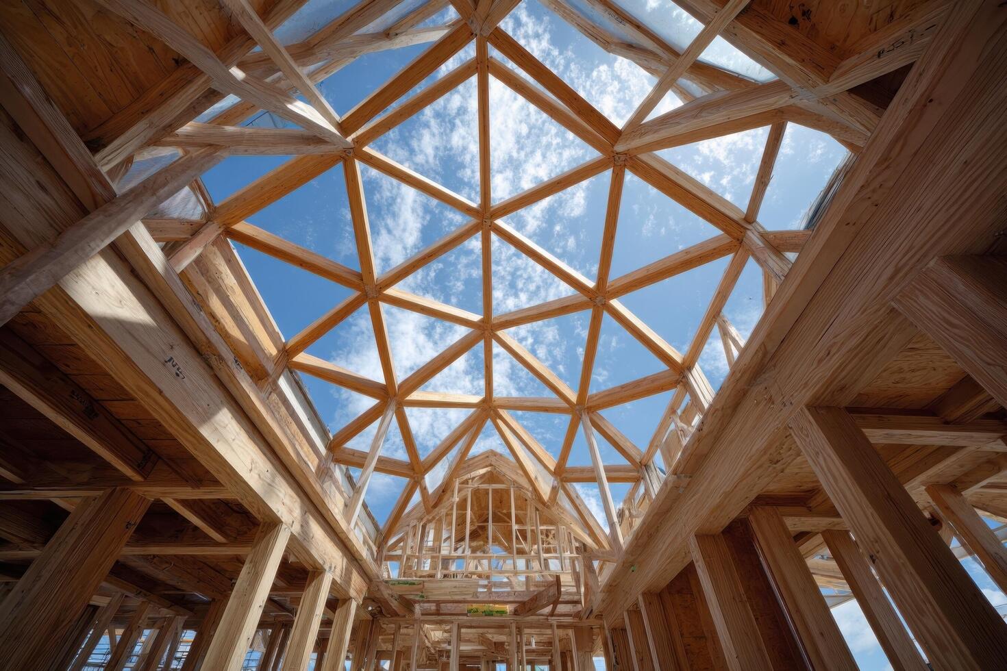 A view of the inside of a house under construction photo