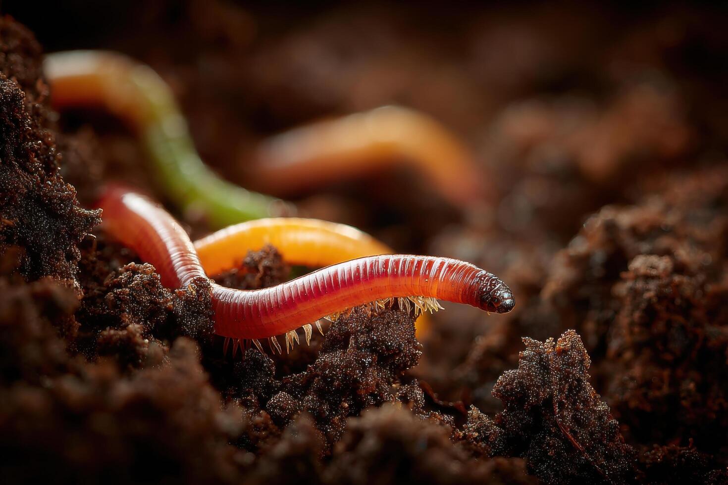 A worm is crawling on the ground photo