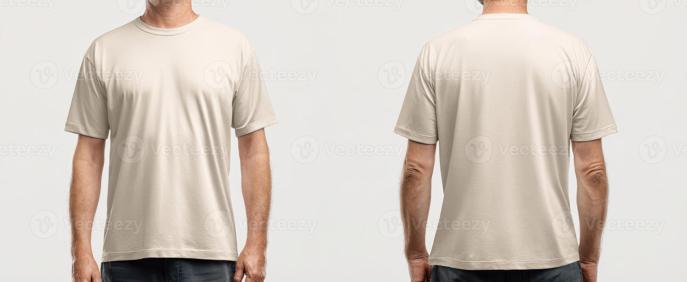 The plain t-shirt displayed in front and back views for promotional use. photo