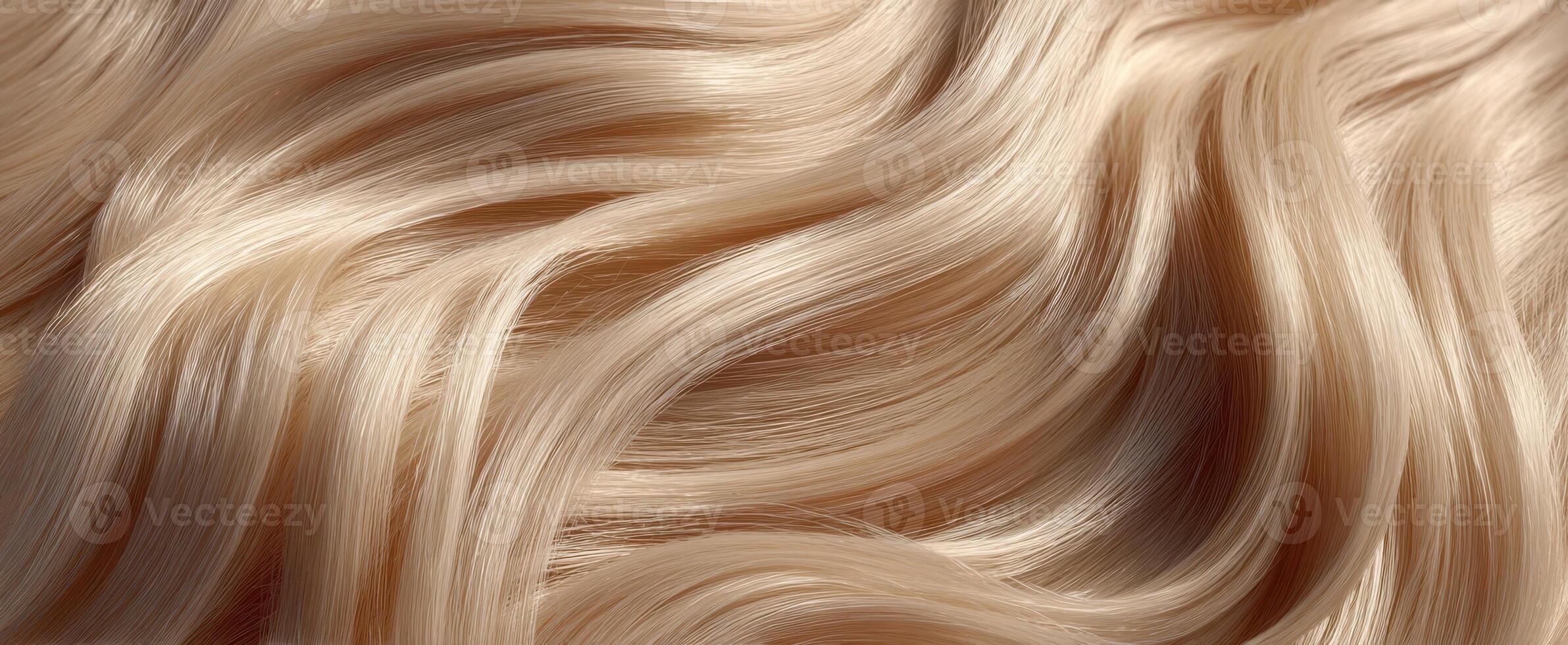 The Beautiful Waves of Silky Blonde Hair Close-Up photo