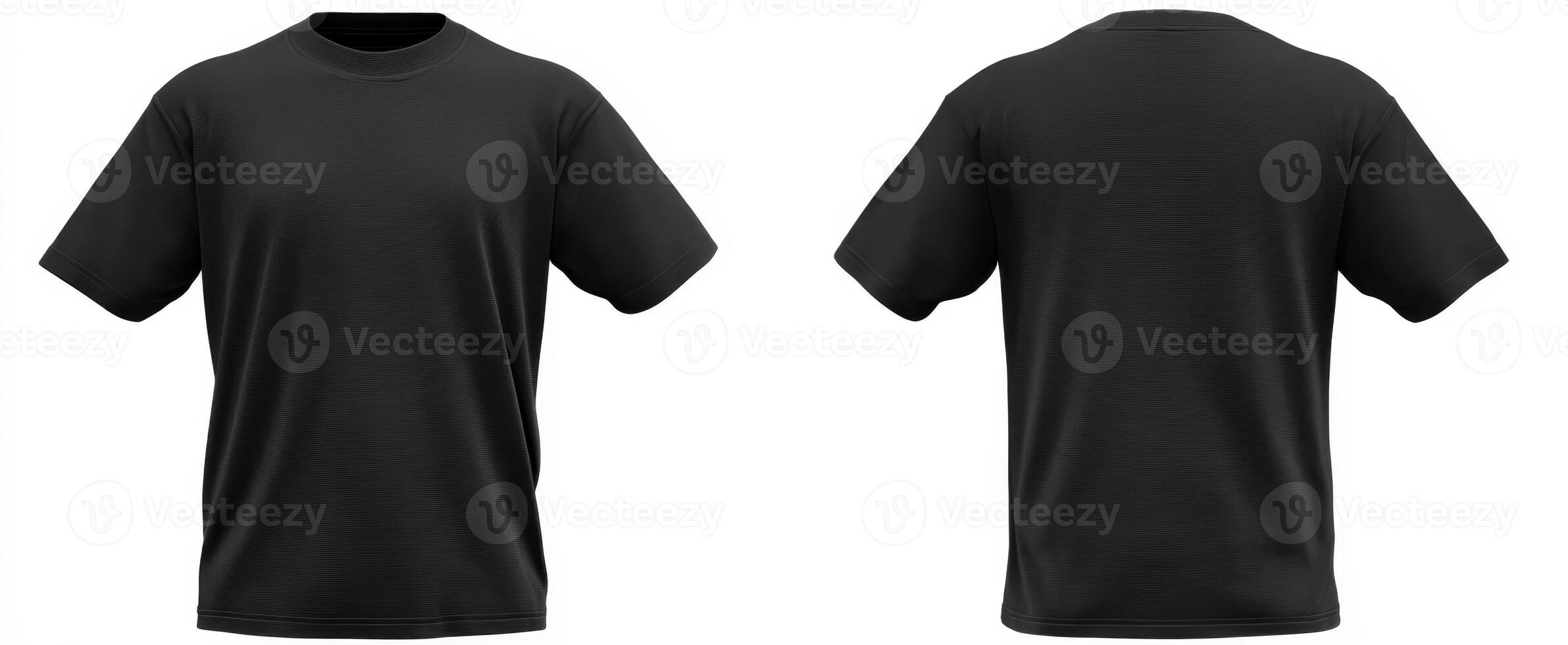 The black t-shirt mockup displaying front and back view for design purposes. photo