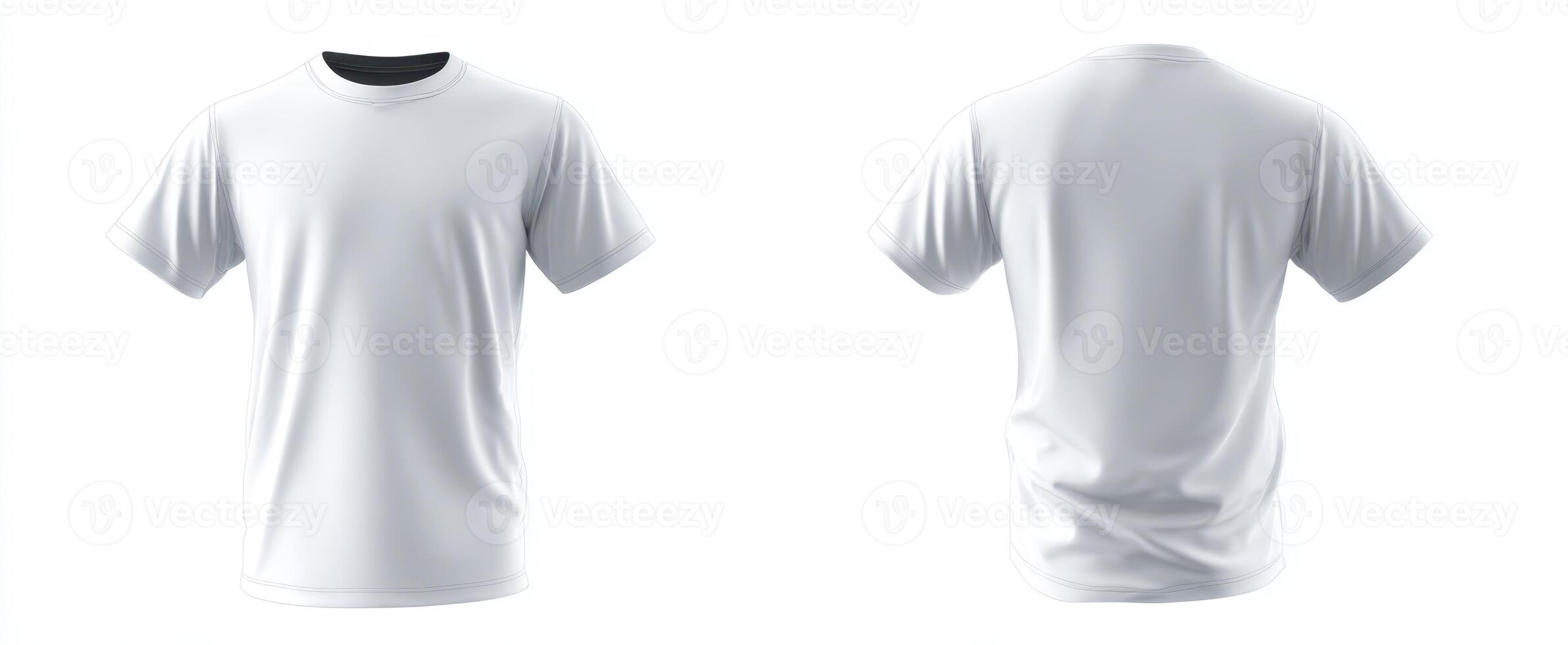 The versatile white t-shirt showcasing front and back views for design use. photo