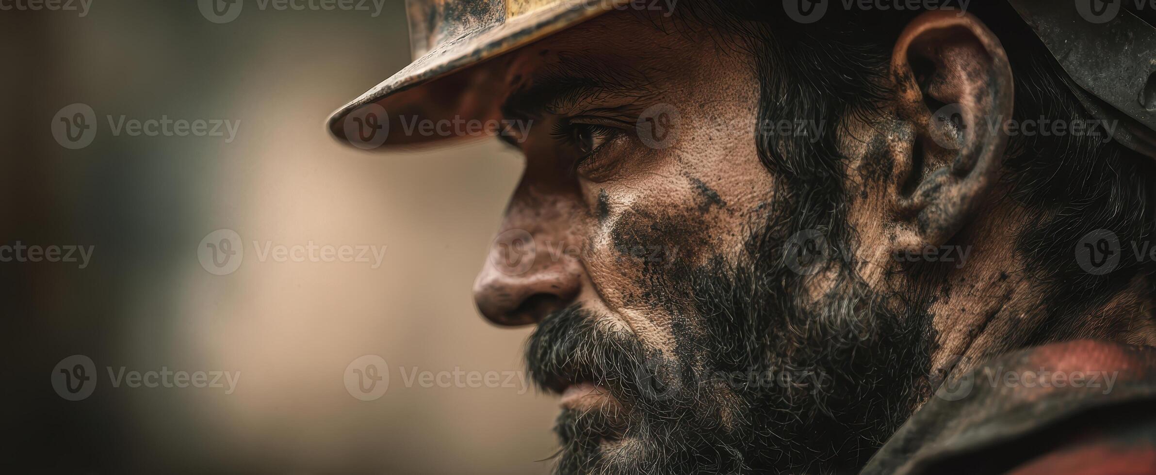 The rugged miner showcasing strength and determination through hard work and grit. photo
