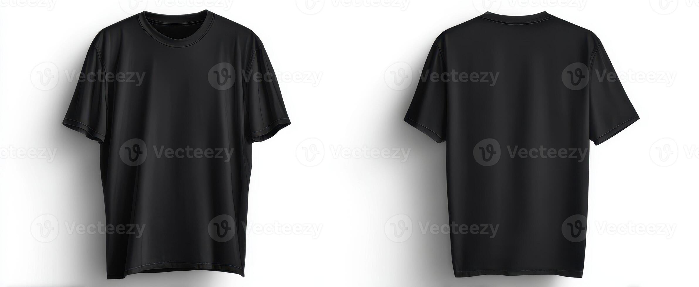 The black t-shirt displayed in a minimalist mockup setting for apparel design. photo