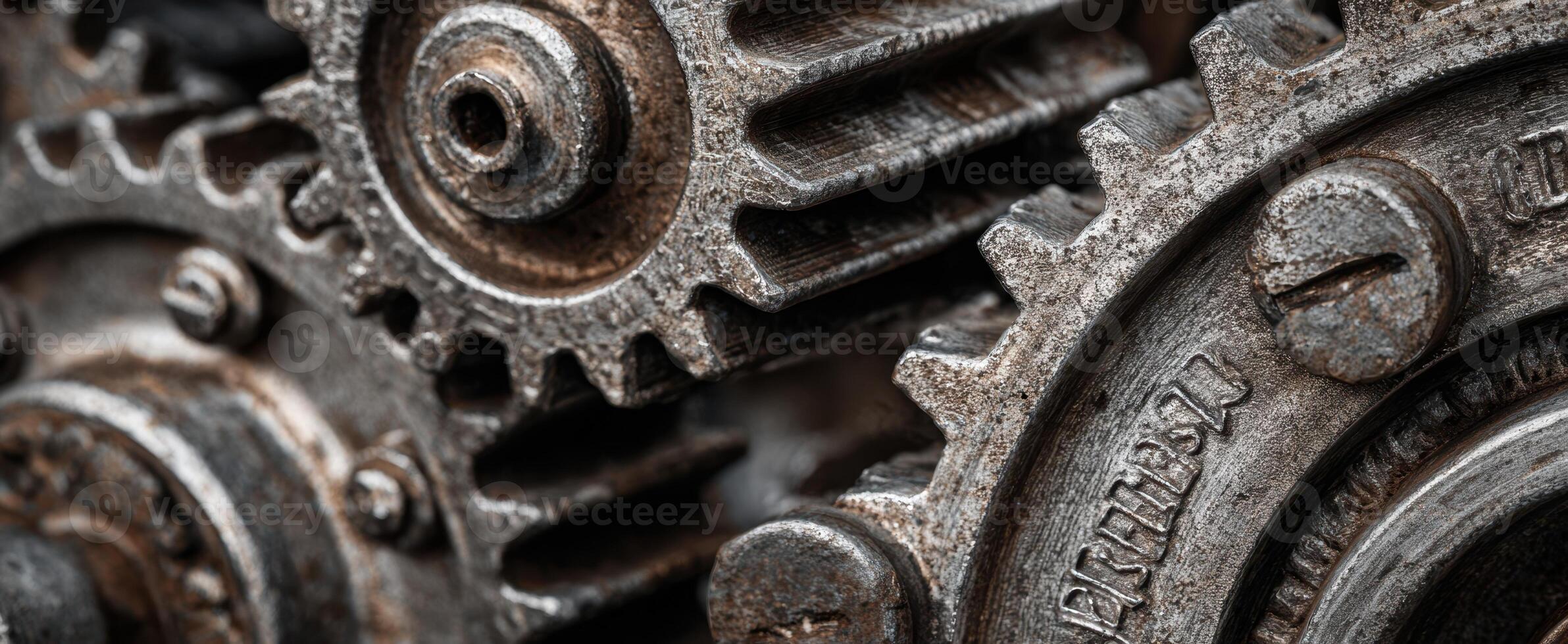 The intricate details of vintage gears showcasing industrial craftsmanship and engineering. photo