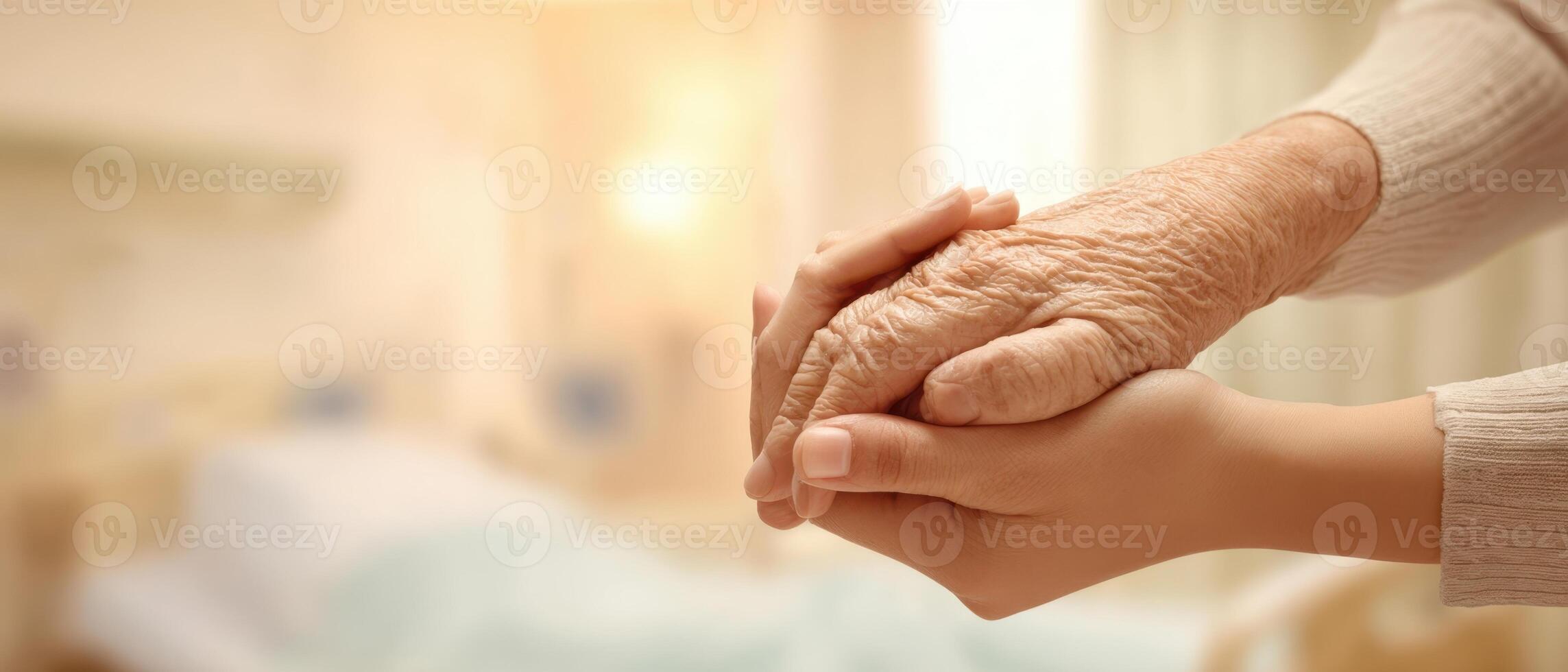 The gentle touch of hands in a comforting healthcare setting. photo