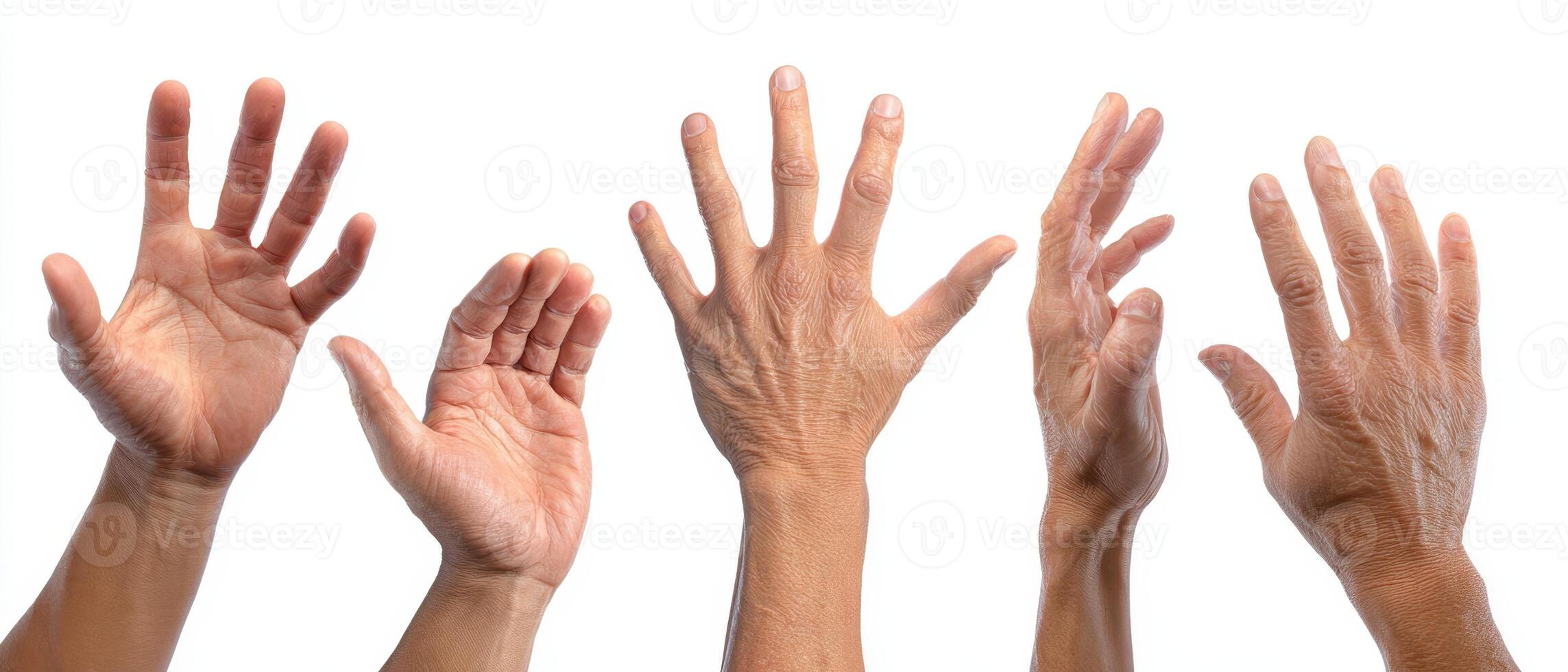 The collection of expressive hands demonstrating various gestures and interactions. photo
