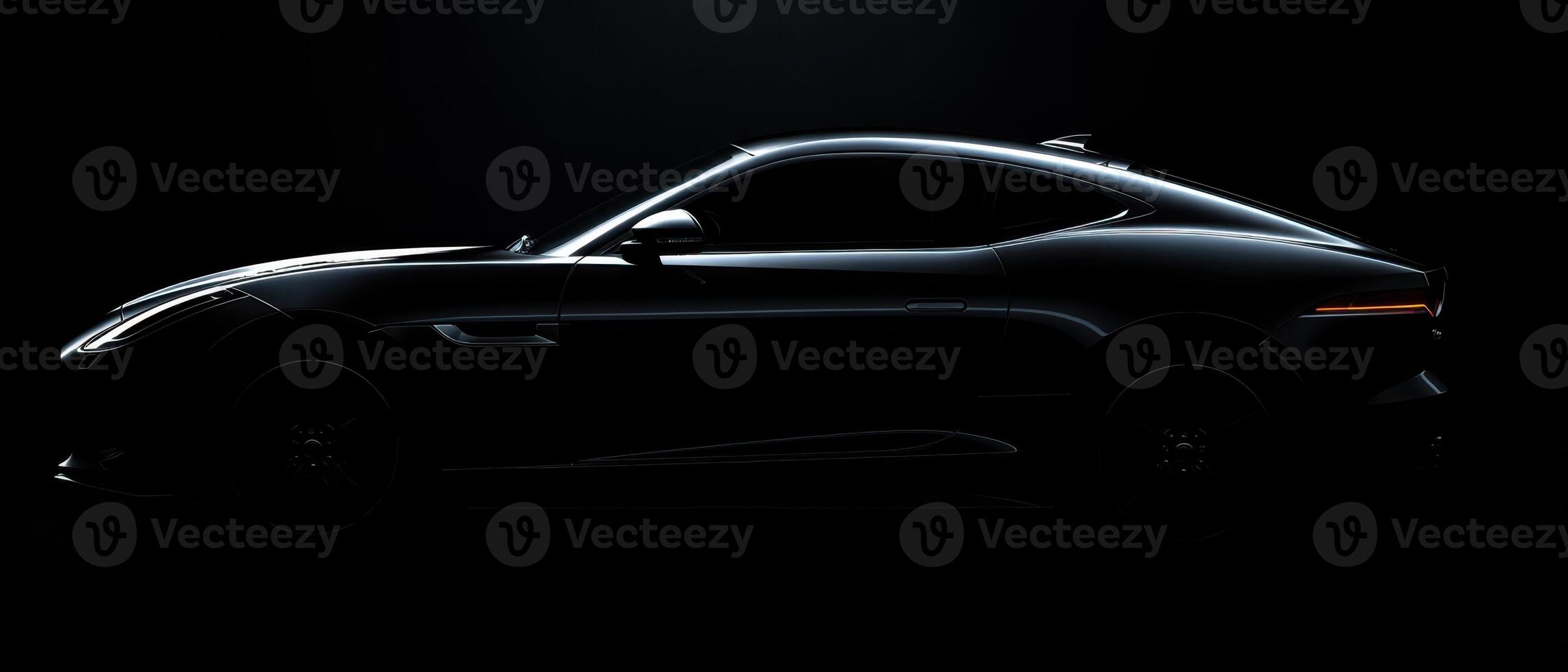 The sleek silhouette of a luxury sports car against a dramatic backdrop. photo