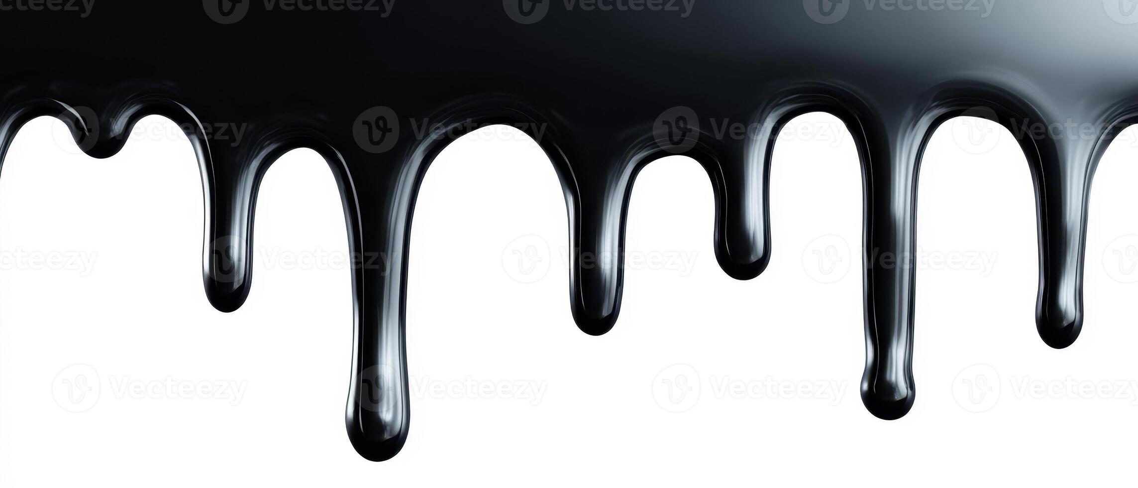 The flowing black paint dripping gracefully on a white background. photo