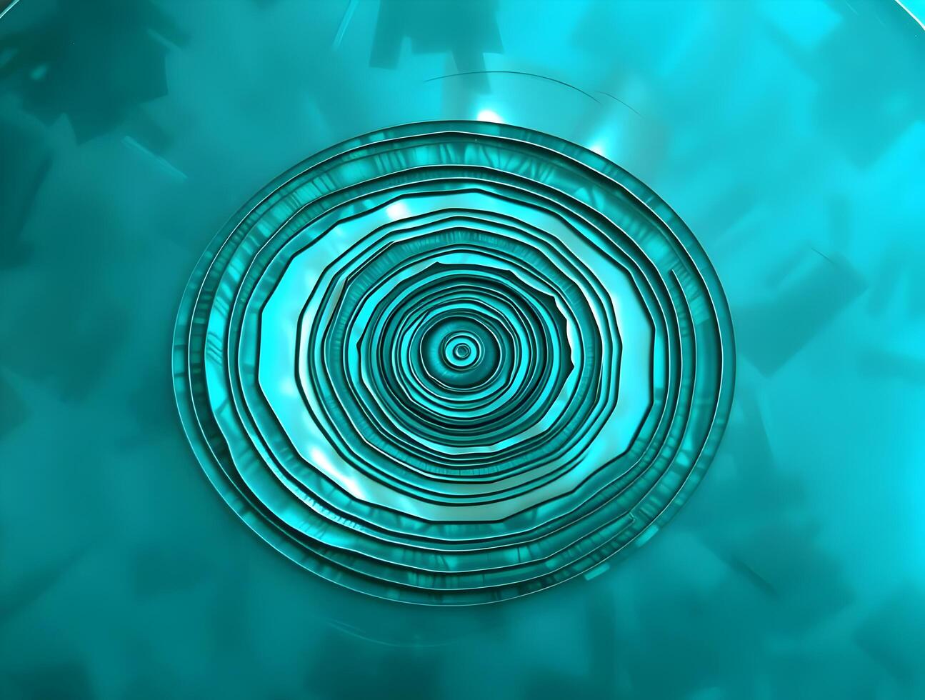 Teal Abstract Circular Design Concentric Rings Geometric Pattern Background Texture photo