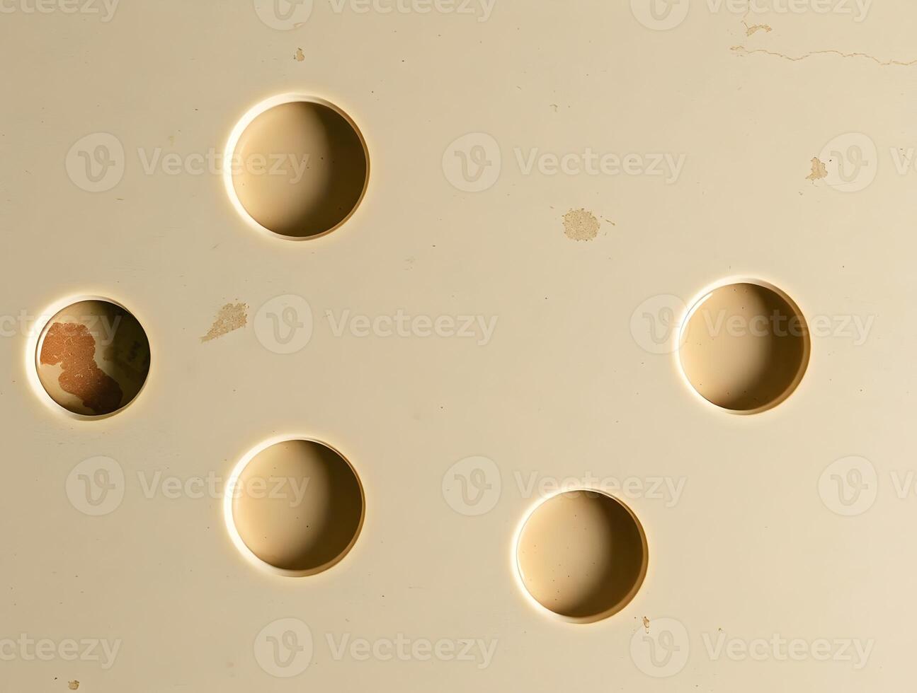 Cream Beige Panel with Circular Cutouts Abstract Background Texture photo