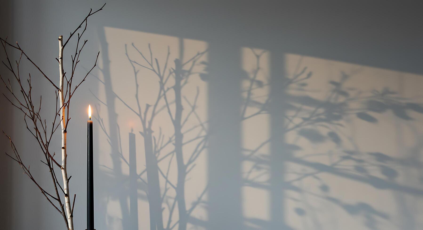 A candle is lit in front of a window photo