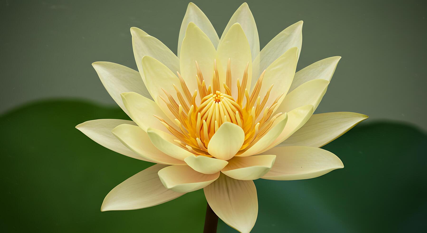 A yellow lotus flower with green leaves photo