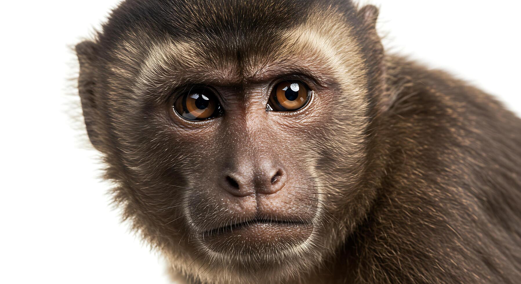 A monkey with a sad face looking at the camera photo
