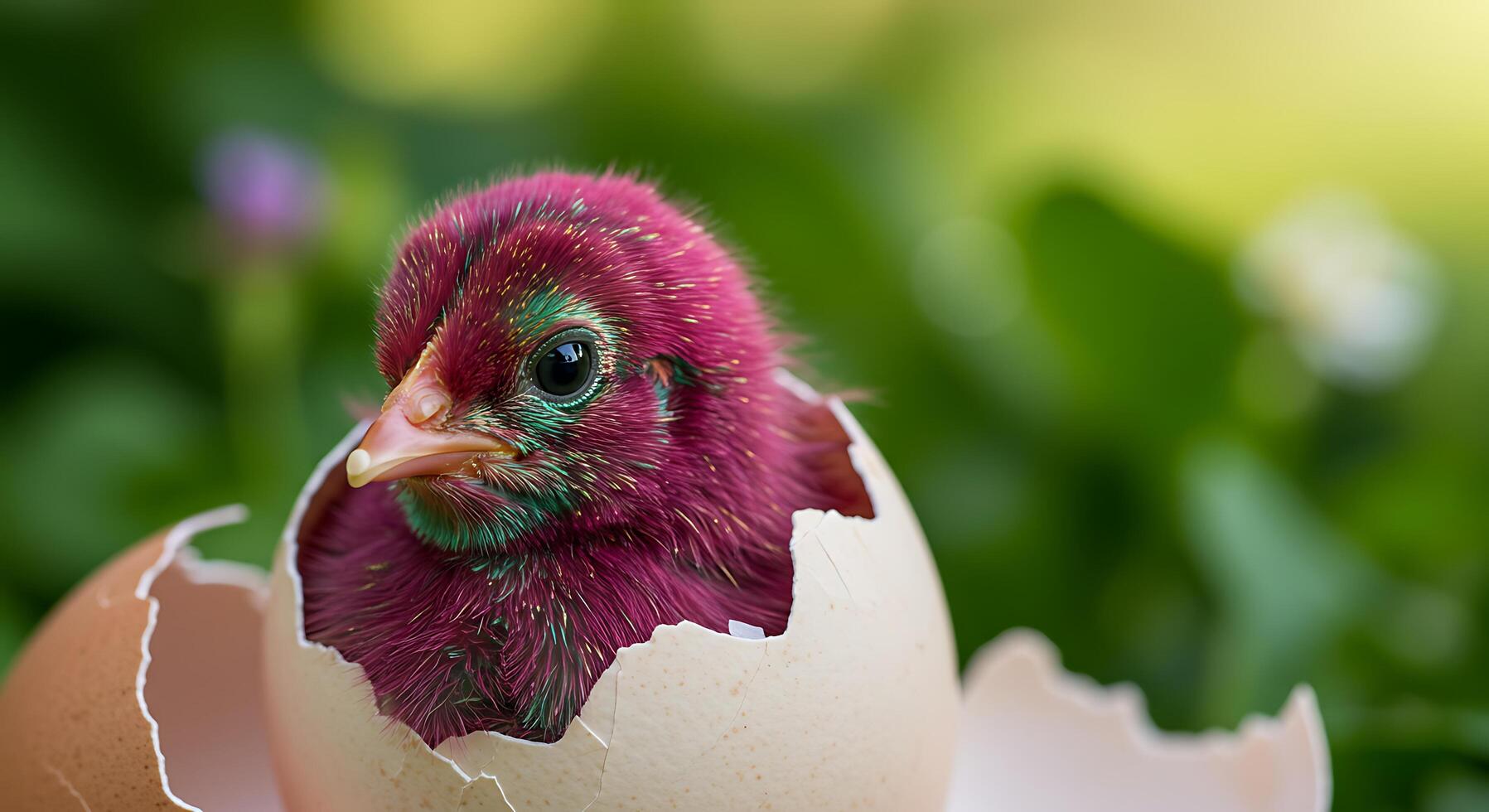A small bird in an egg photo