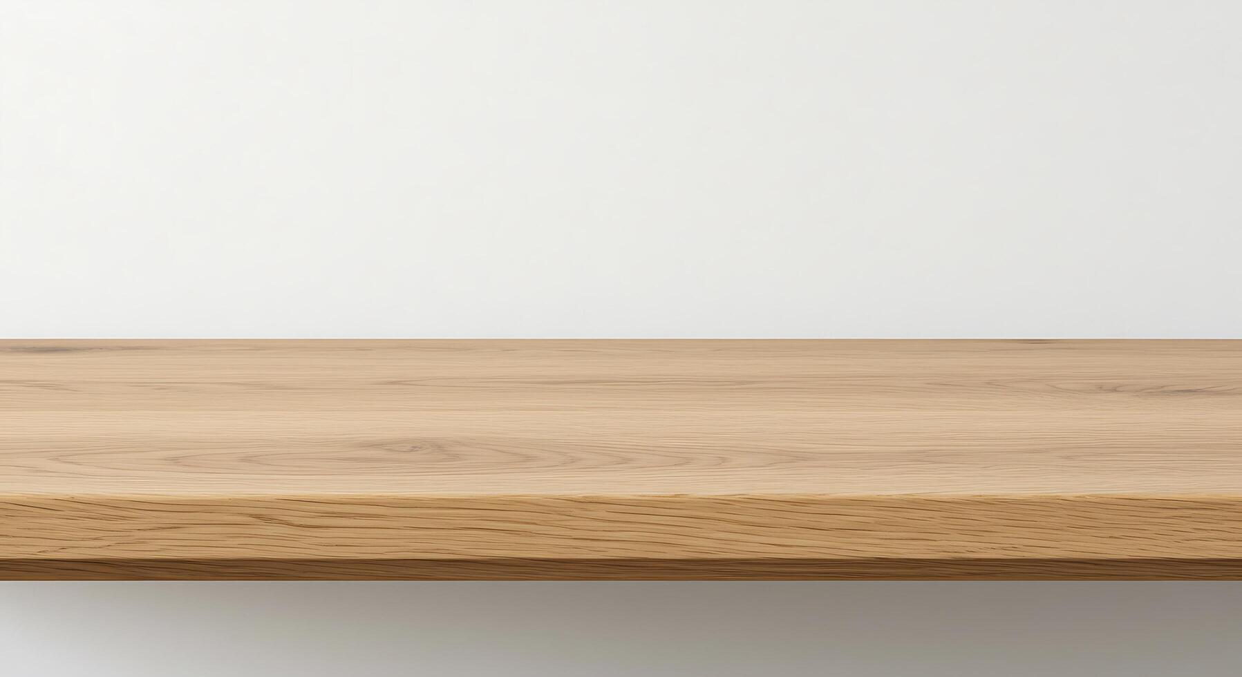 Wooden shelf with white background photo