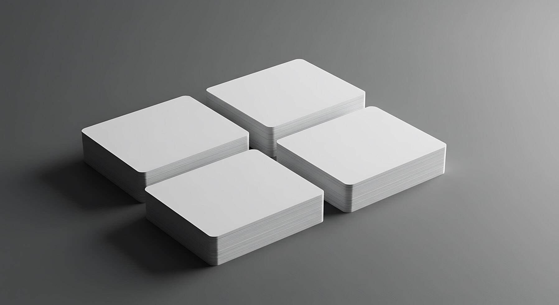 Four white cubes on a gray surface photo