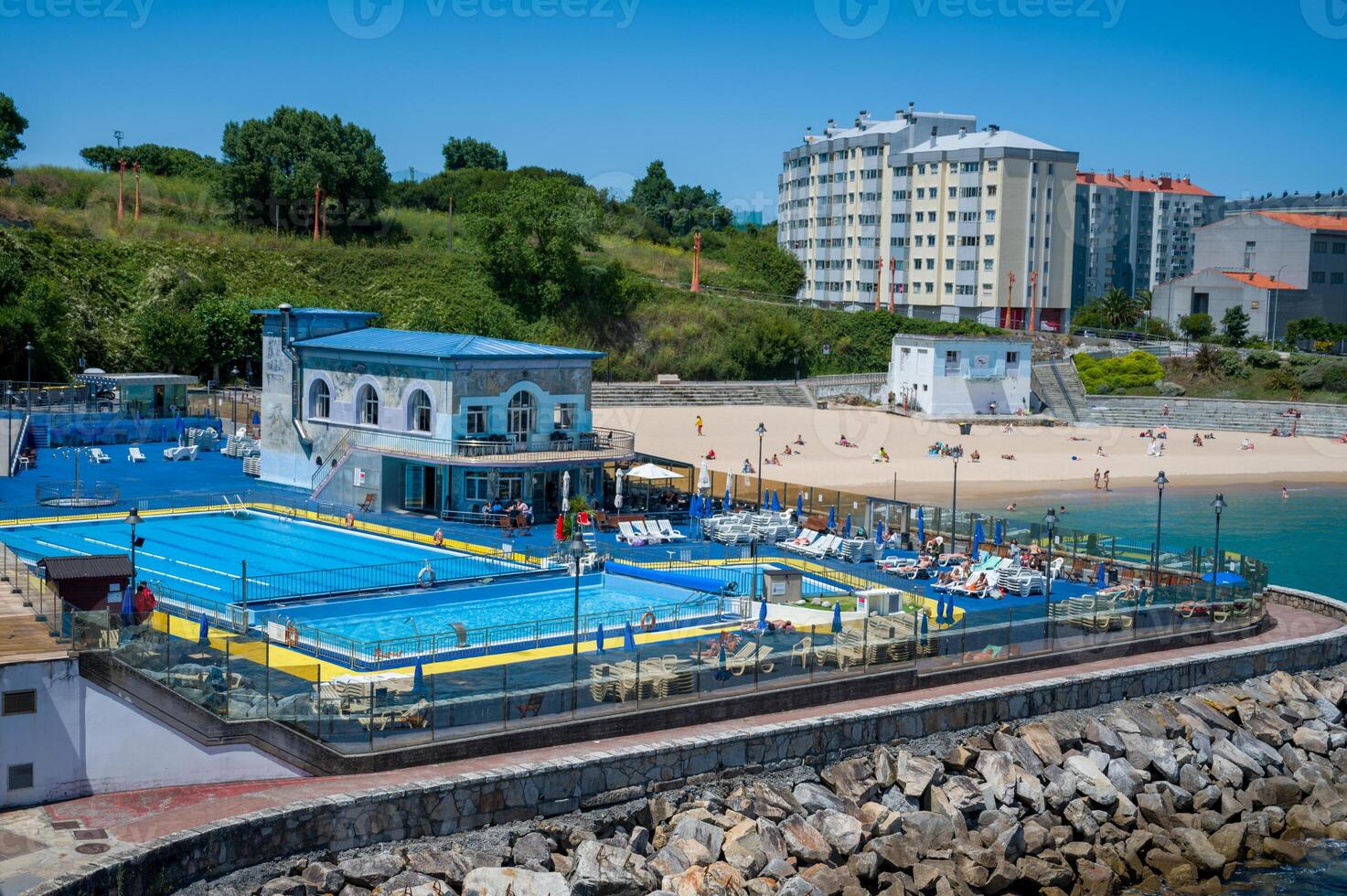 a swimming pool near the sea.., photo