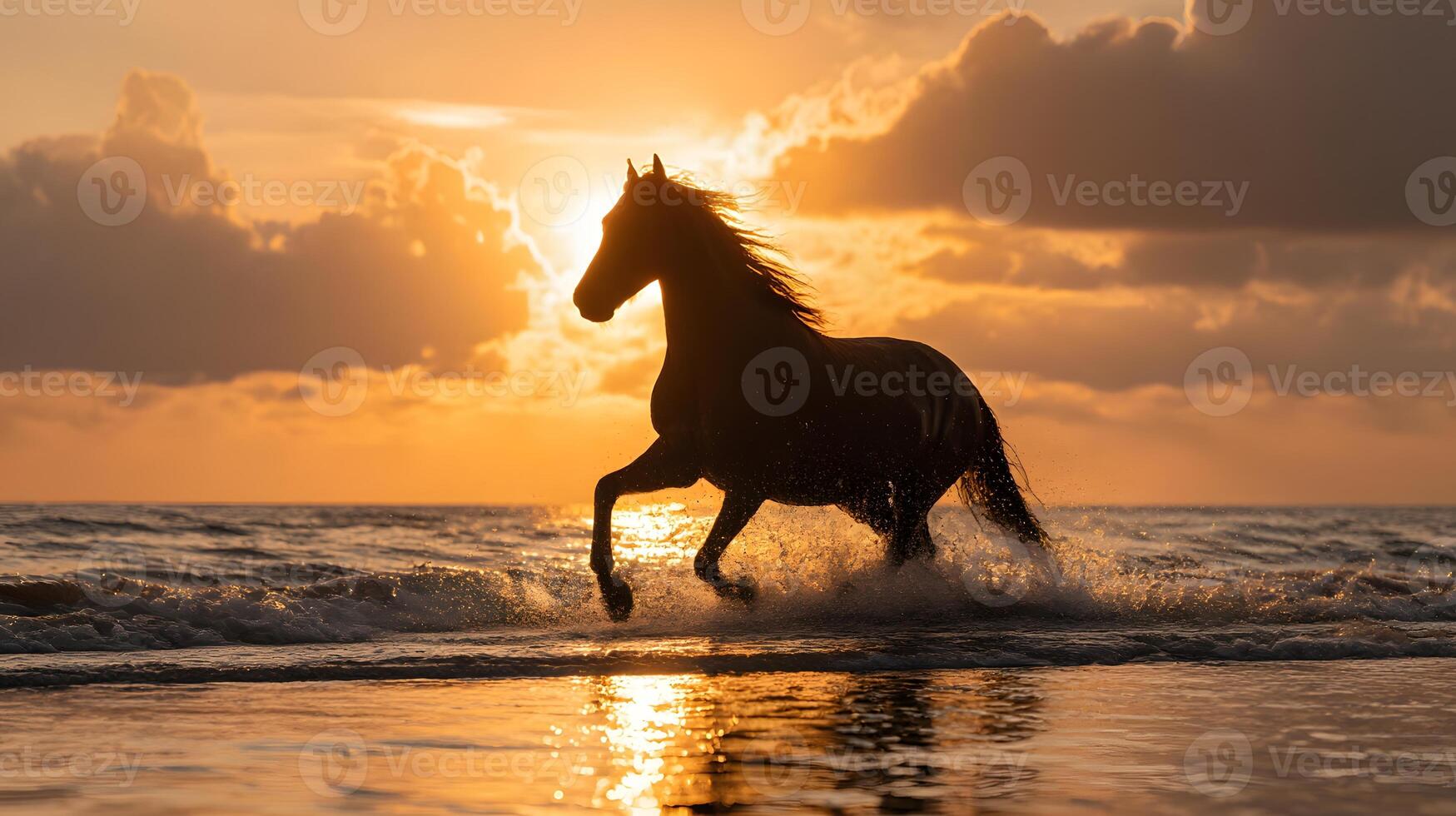 Majestic Horse Galloping at Sunset photo