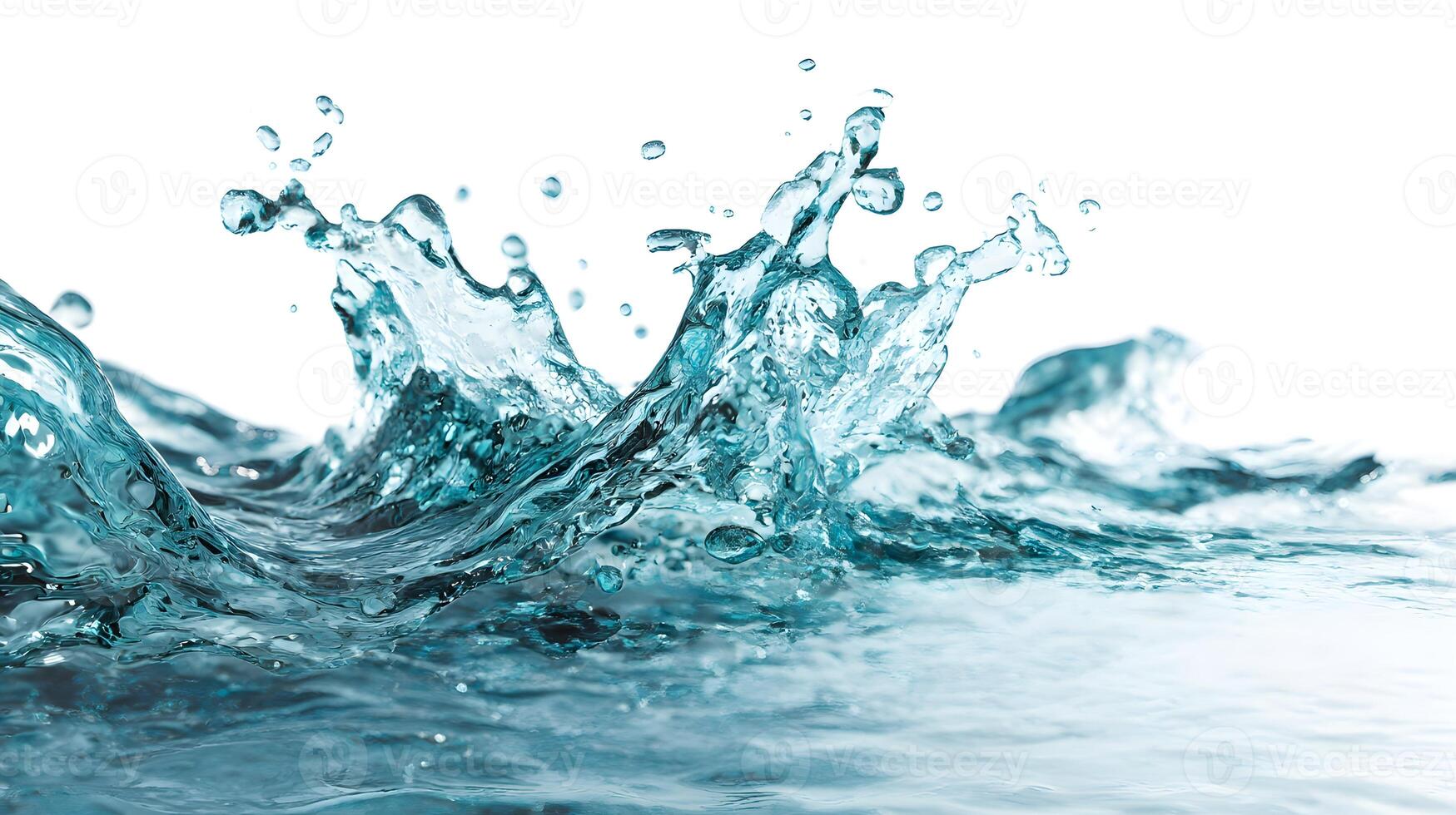 Abstract Blue Water Wave with Splashes photo