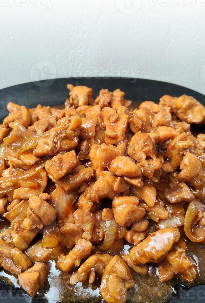 Homemade Chicken Teriyaki with Onions and Sauce photo