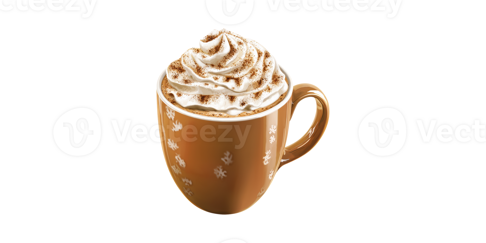 Festive Hot Chocolate With Whipped Cream In Decorative Mug. Cozy Winter Beverage Concept Isolated On Transparent Background png