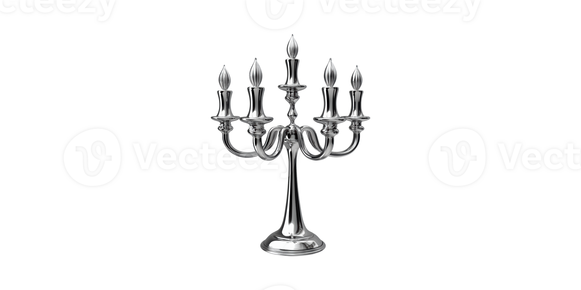 Elegant Silver Candelabra With Five Arms. Classic Decor For Luxurious Ambiance Isolated On Transparent Background png