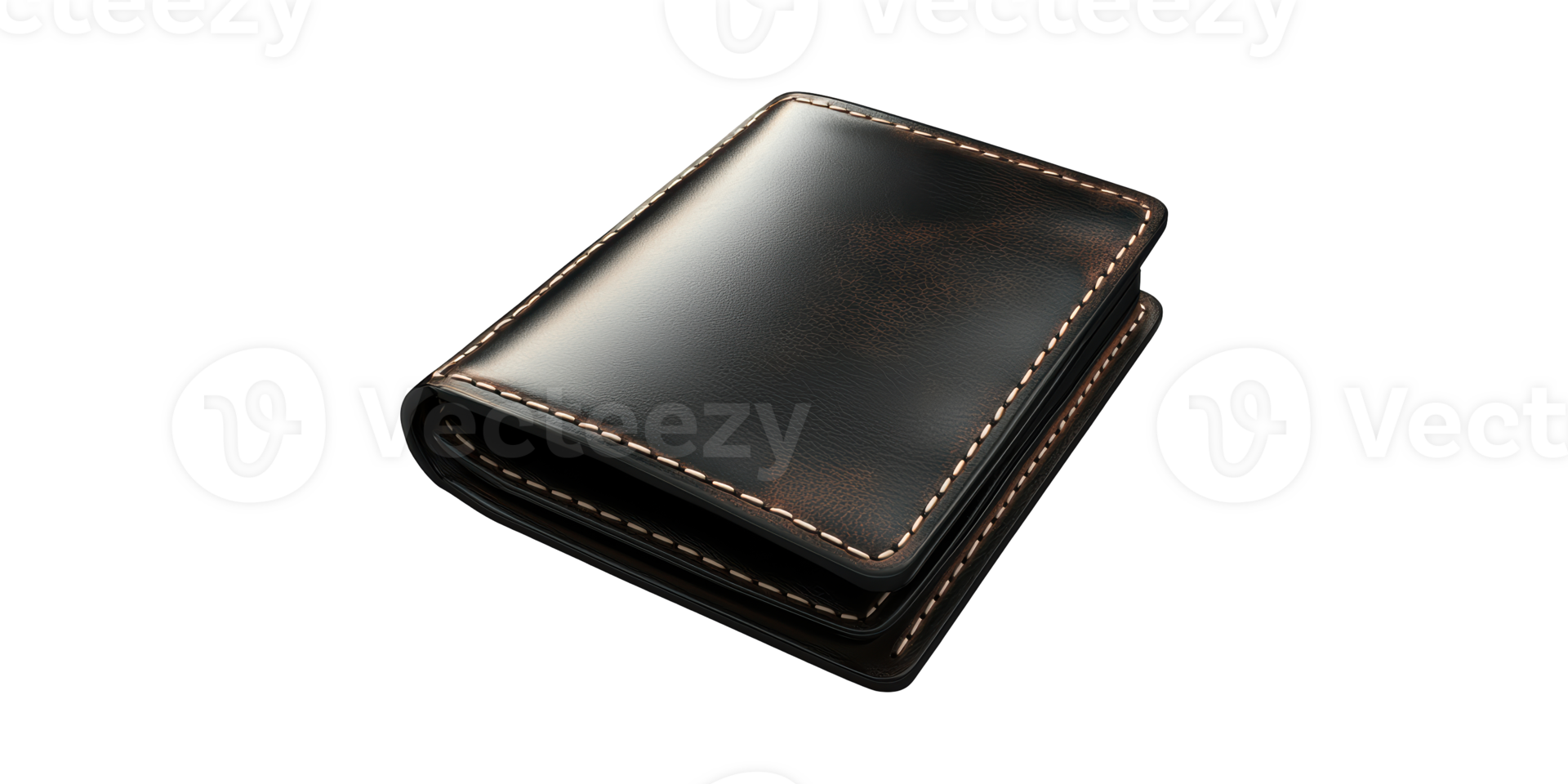 Elegant Black Leather Wallet With Detailed Stitching. Premium Accessory For Style And Functionality Isolated On Transparent Background png