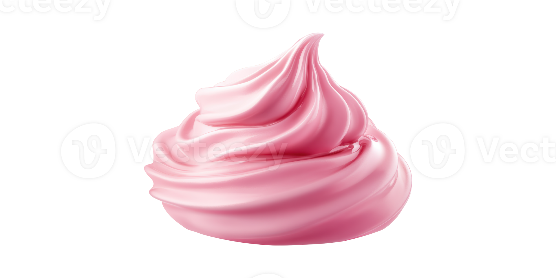 Pink Whipped Cream Or Frosting Swirl. Dessert Topping And Confectionery Decoration Isolated On Transparent Background png